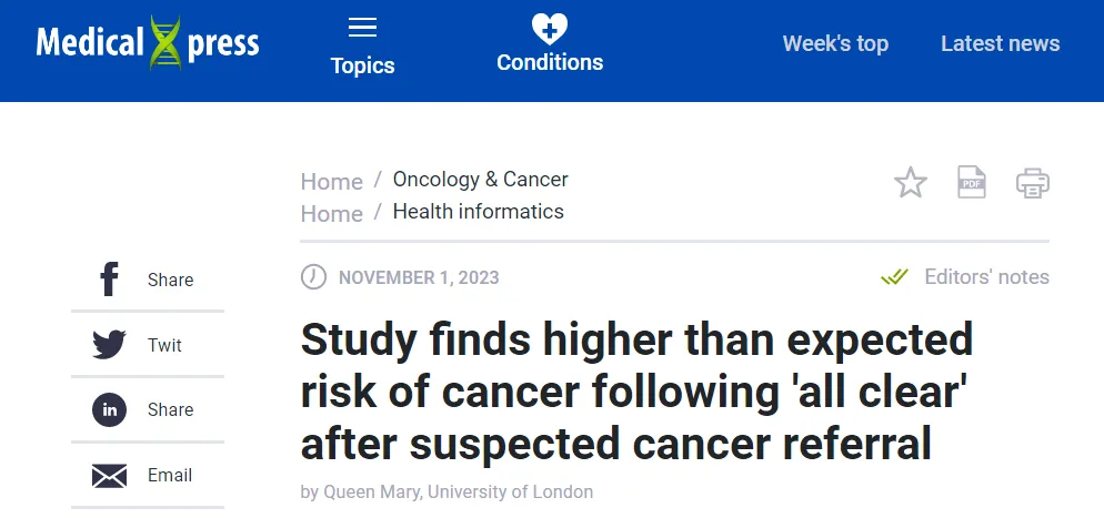 癌症筛查异常的人，最终有多少被确诊？